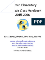 Berkman Elementary 5 Grade Class Handbook 2015-2016: Mrs. Albano (Johnston), Mrs. Berry, Ms. Piña