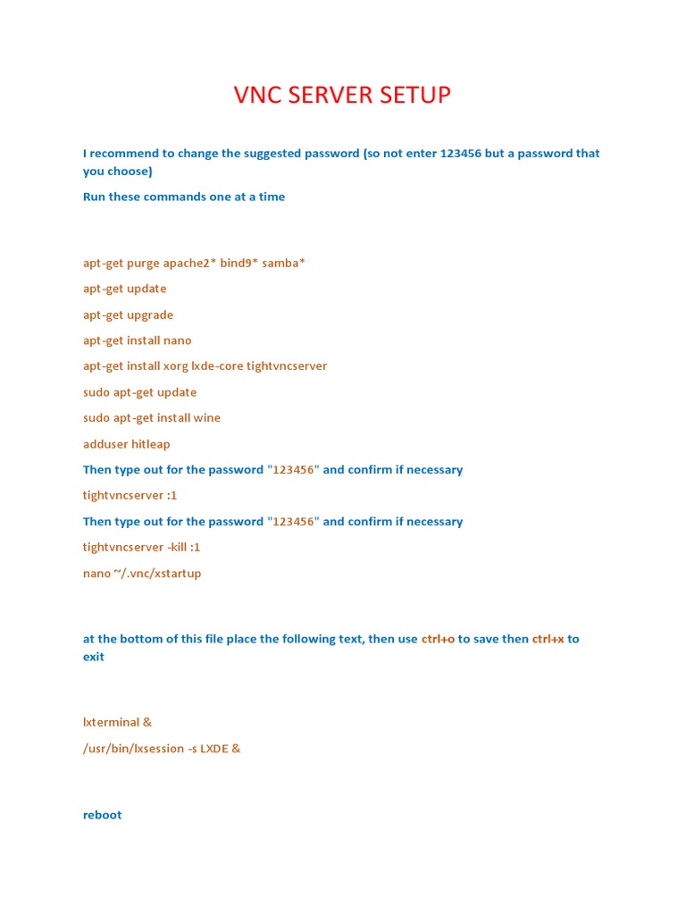 VNC Server Setup | PDF