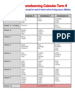 Red Zone: Homelearning Calendar Term 4: We Present On Thursdays, Except For Week 2 Which Will Be Friday Due To Athletics