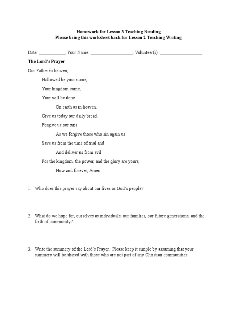 Homework For Lesson 3 Teaching Reading | PDF | Religion & Spirituality