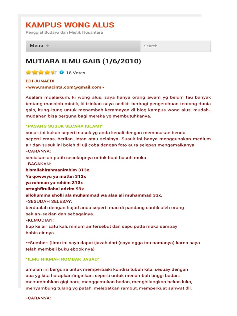 Asmak Mutiara Ilmu Gaib 162010 Kampus Wong Alus