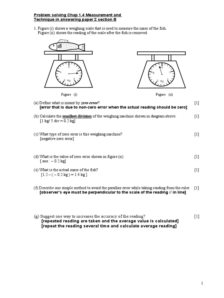 Zero Error Weighing Machine Structure Observational Error Accuracy And Precision