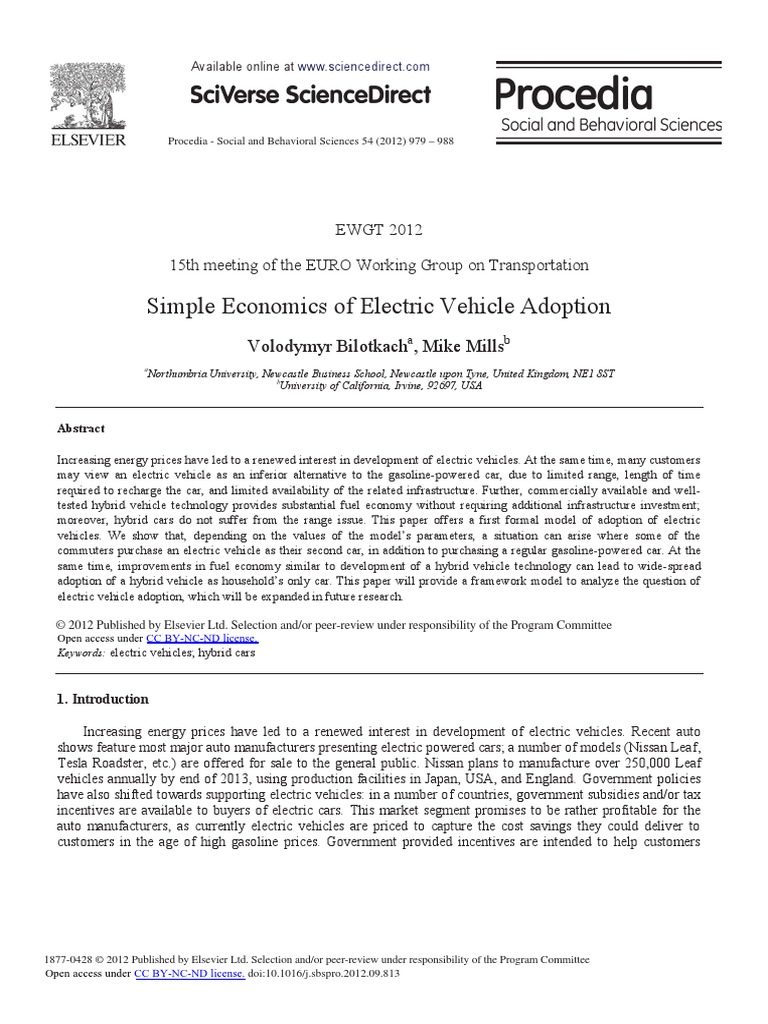 Simple Economics of Electric Vehicle Adoption | PDF | Electric Vehicle ...