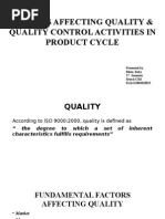 Factors Affecting Quality & Quality Control Activities in Product Cycle