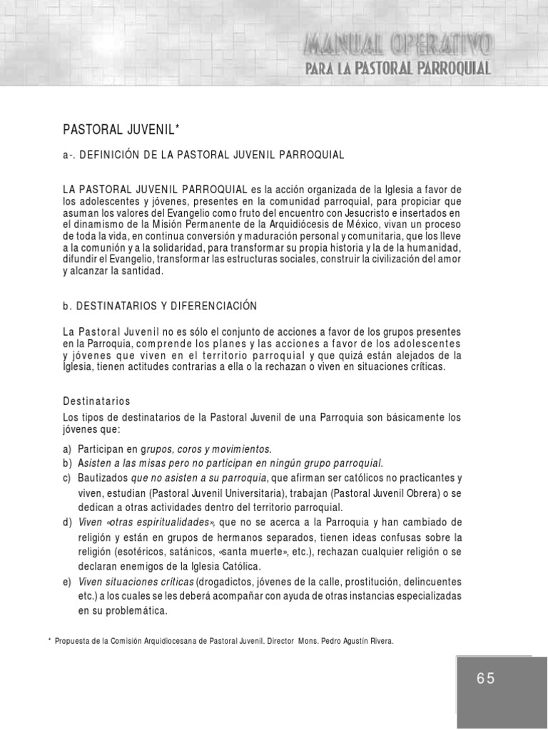 Manual de Pastoral Juvenil Parroquial | PDF
