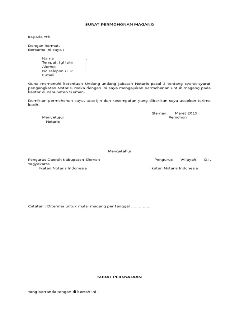 Surat Permohonan Magang 