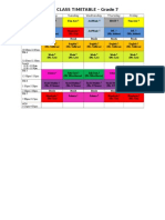 Grade 7 Student Timetable