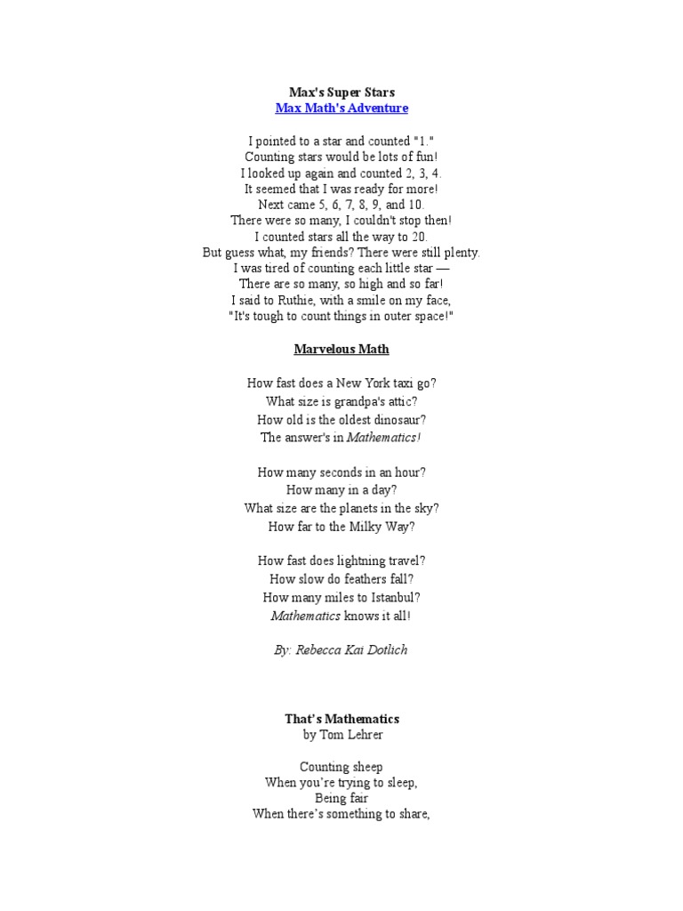 Poem about math for kids image