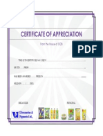 Certificate of Appreciation: From The House of OOB