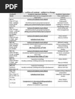 Weekly Schedule - Outline of Content - Subject To Change: +bring Your Printed Draft Project Proposal