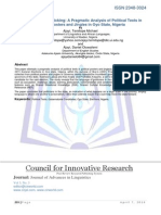 Language and Politicking: A Pragmatic Analysis of Political Texts in Political Posters and Jingles in Oyo State, Nigeria