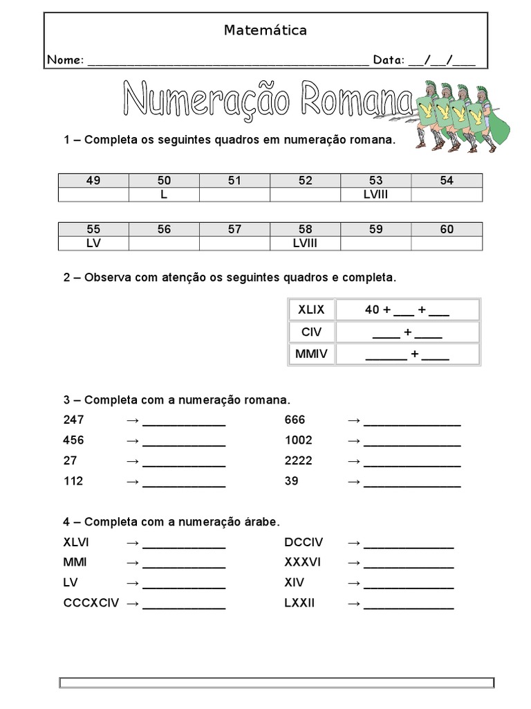 Fichas - Numeração Romana | PDF