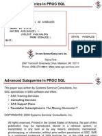 Advanced Sub Queries in Proc Sq l