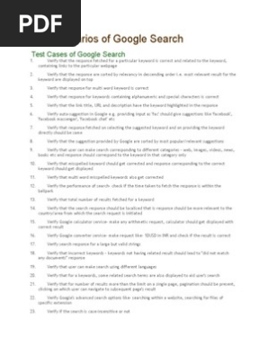 Test Scenarios of Google Search
