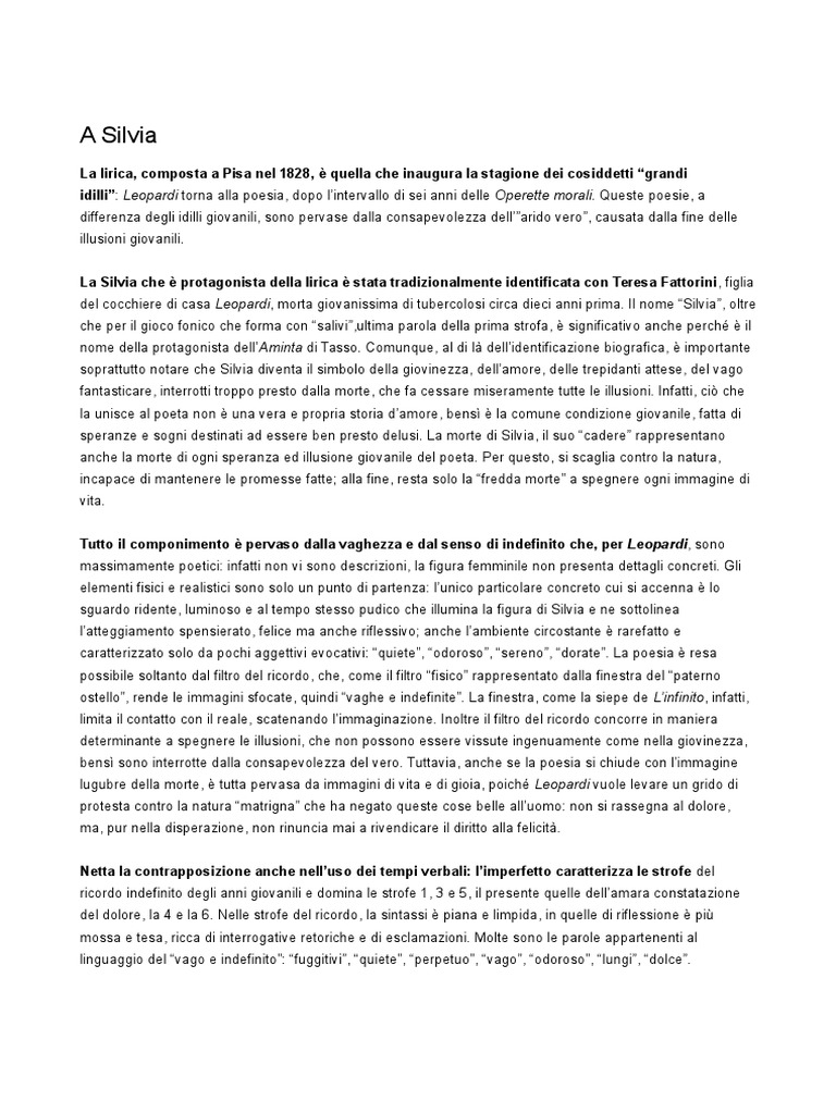A Silvia Leopardi