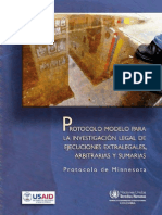 Protocolo de Minnesota. Protocolo modelo para la investigación legal de execusiones extralegales, arbitrarias y sumarias