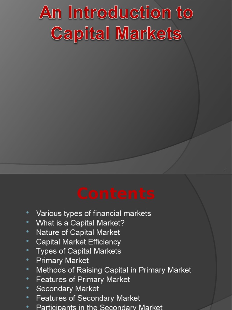 Overview of Capital Markets | PDF | Financial Markets | Secondary Market