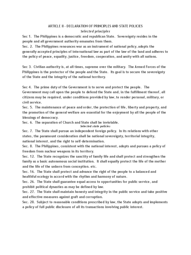 Article II | PDF | Law