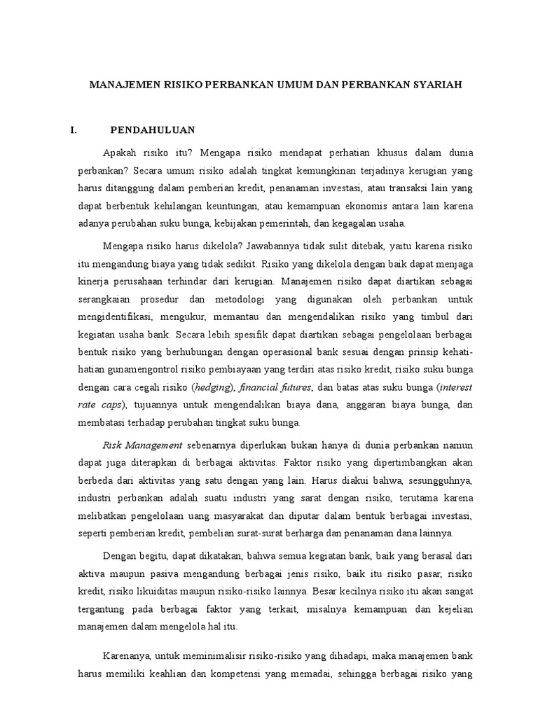 Manajemen Risiko Perbankan Makalah Smstr 03