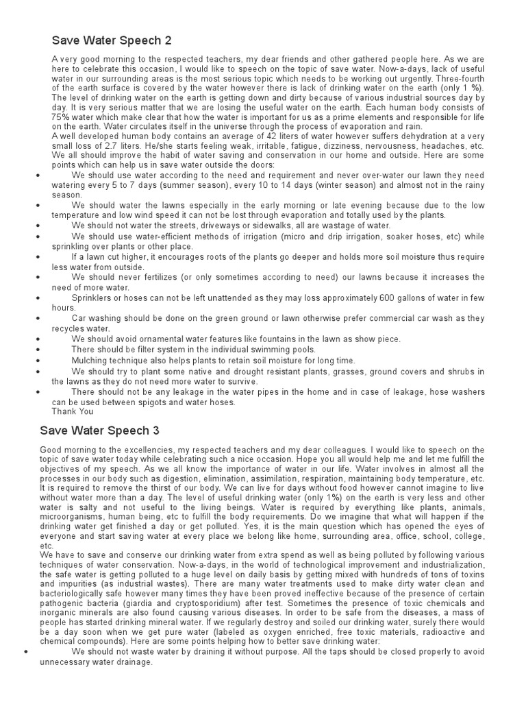 Water conservation speech picture