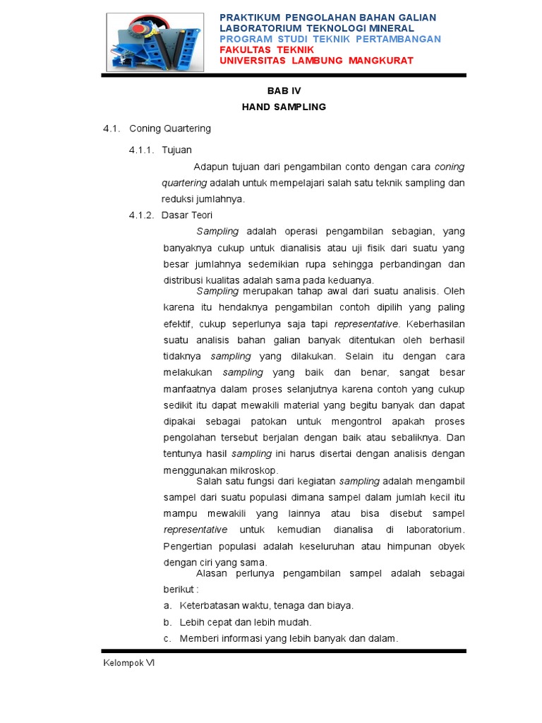 Metode Hand Sampling dan Coning Quartering | PDF