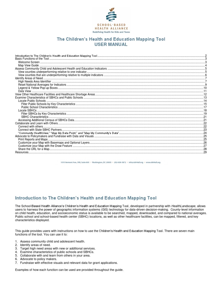 The Children's Health and Education Mapping Tool User Manual PDF