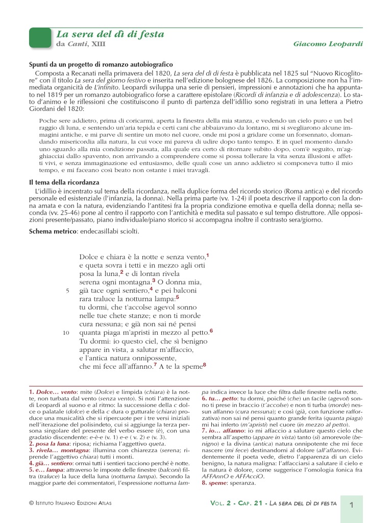 La sera del dì di festa