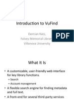 Introduction To Vufind: Demian Katz, Falvey Memorial Library, Villanova University