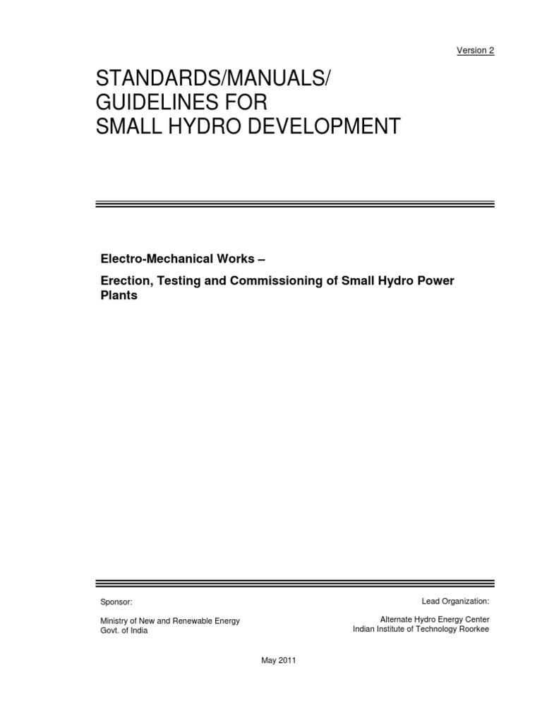 Guidelines for Small Hydro Plant Erection | PDF | Hydropower | Crane ...