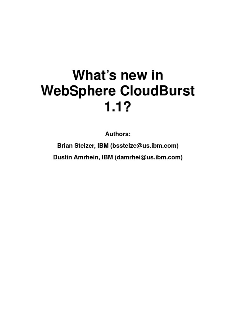 What's New in WebSphere CloudBurst 1.1? | PDF | Cloud Computing | V Mware