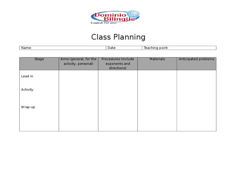 Class Planning Template Guide | PDF