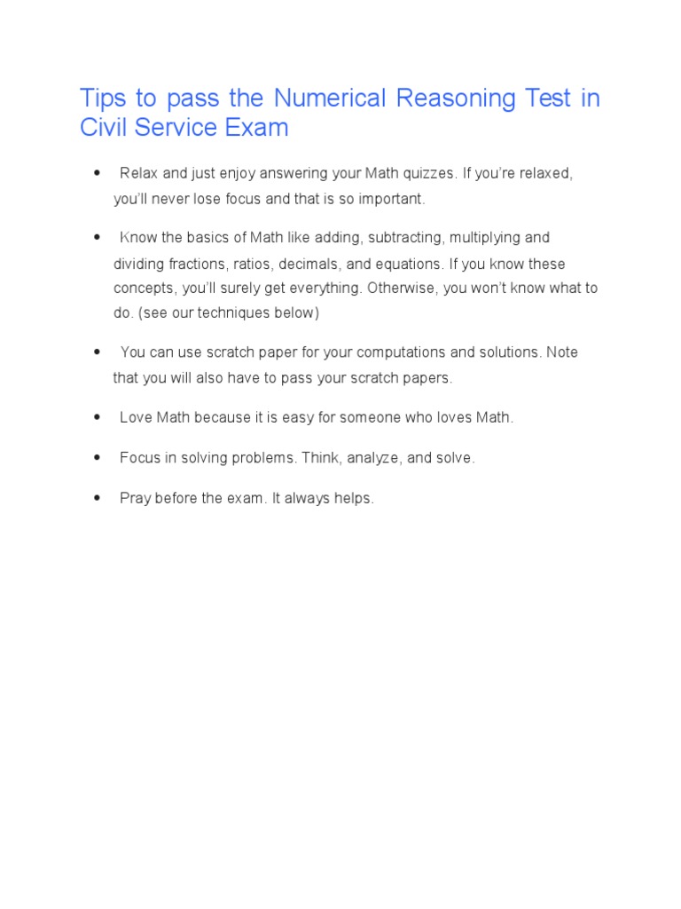 Tips To Pass The Numerical Reasoning Test In Civil Service Exam