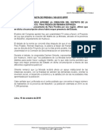 PLENO DEL CONGRESO APROBÓ LA CREACIÓN DEL DISTRITO DE LA MORADA, EN HUÁNUCO, TRAS PEDIDO DE RENNÁN ESPINOZA