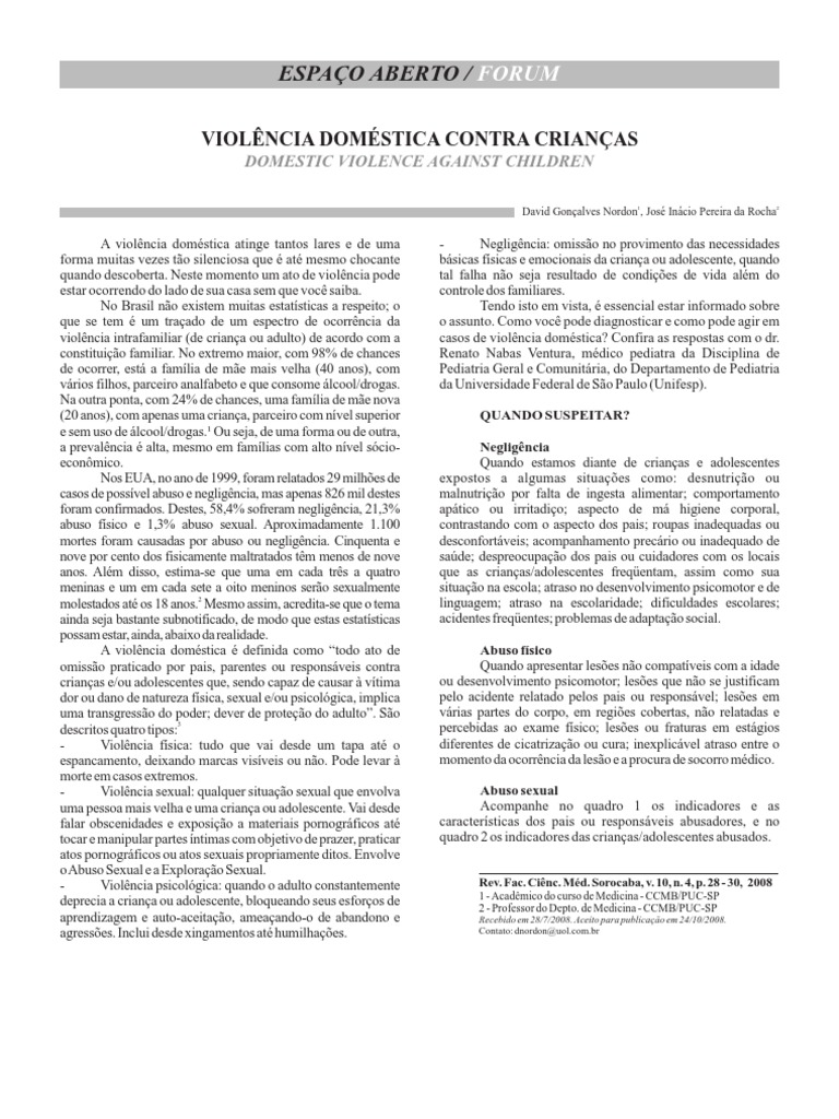 Violência Doméstica Contra Crianças