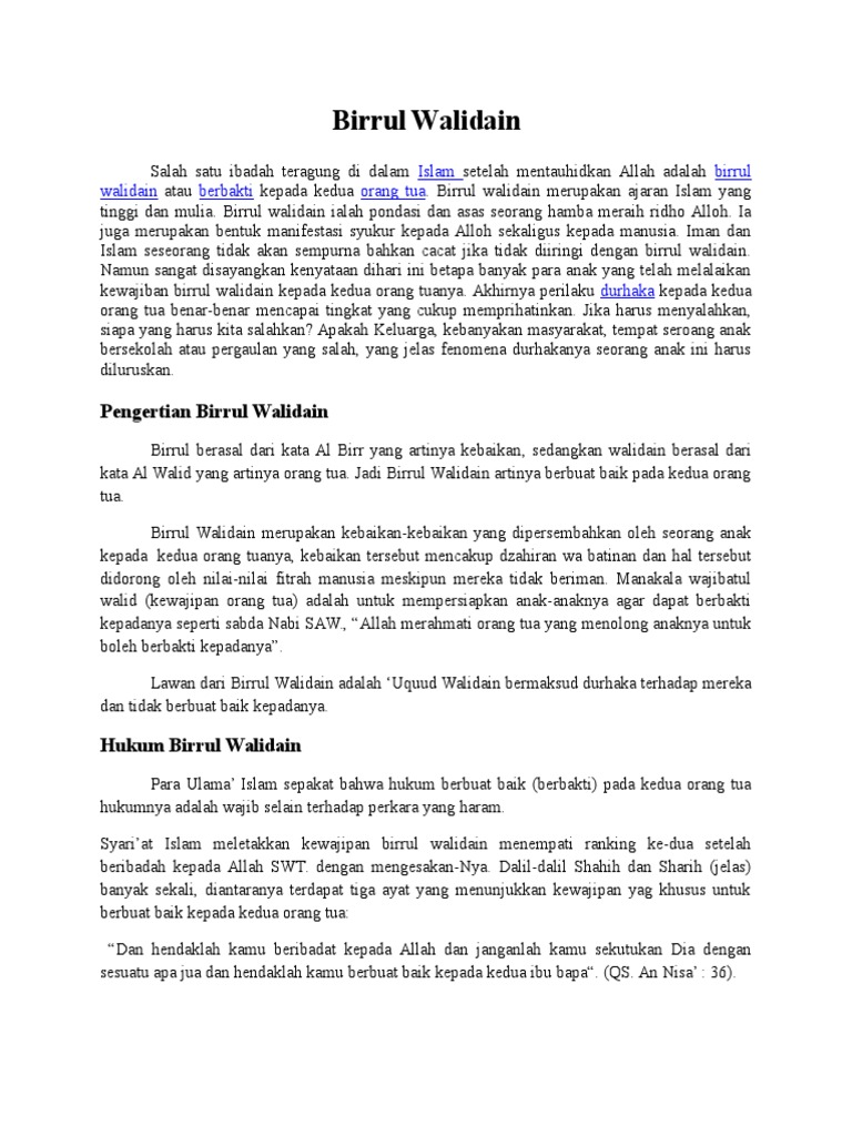 Essay Birrul Walidain