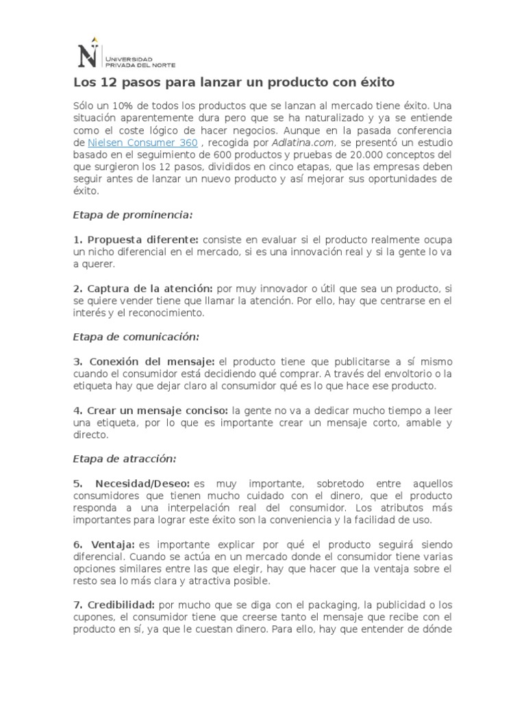 12 Pasos para Lanzar un Producto Exitoso | PDF | Producto (Negocio) | Marca