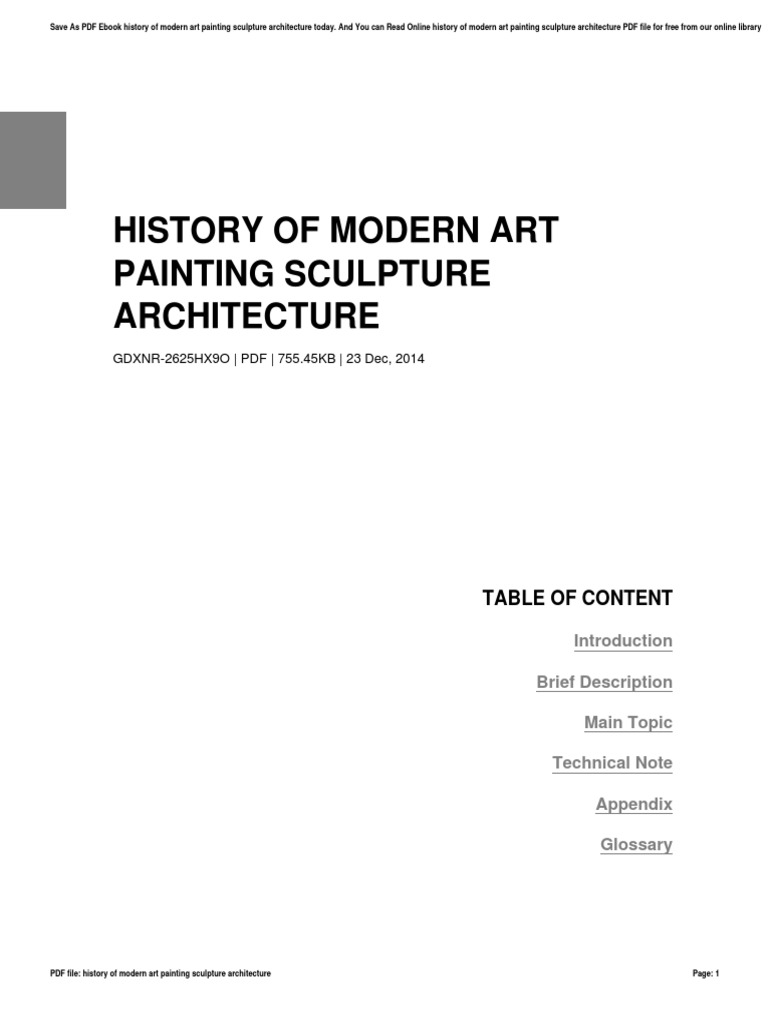 History Of Modern Art Painting Sculpture Architecture Portable Document Format E Books