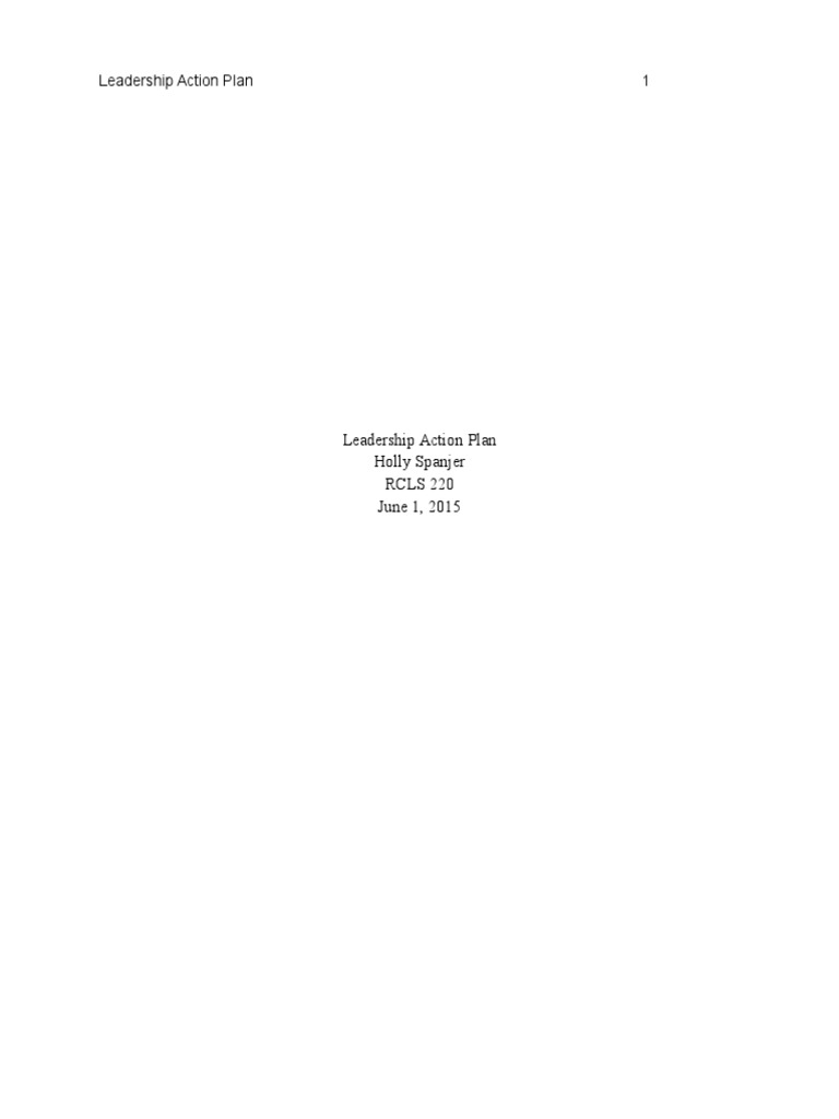 Leadership Action Plan Overview | PDF | Leadership | Learning