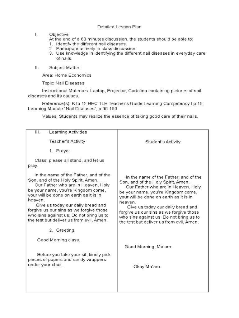 my lesson plan Nail (Anatomy) Clinical Medicine