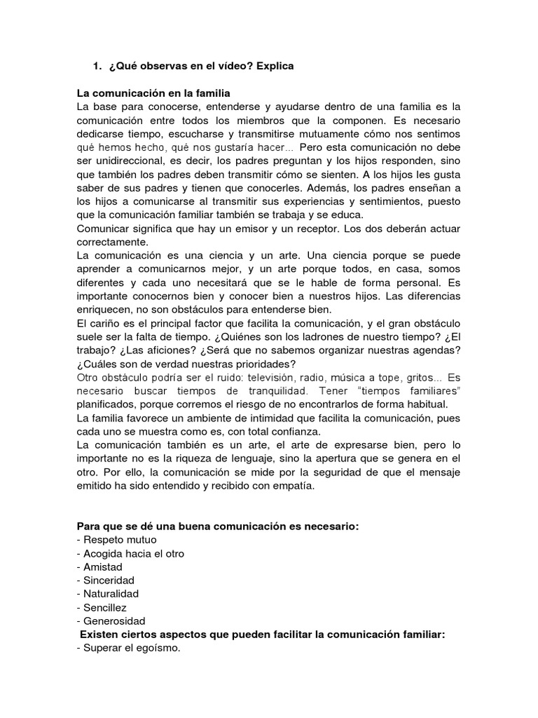 Importancia de la Comunicación Familiar | PDF