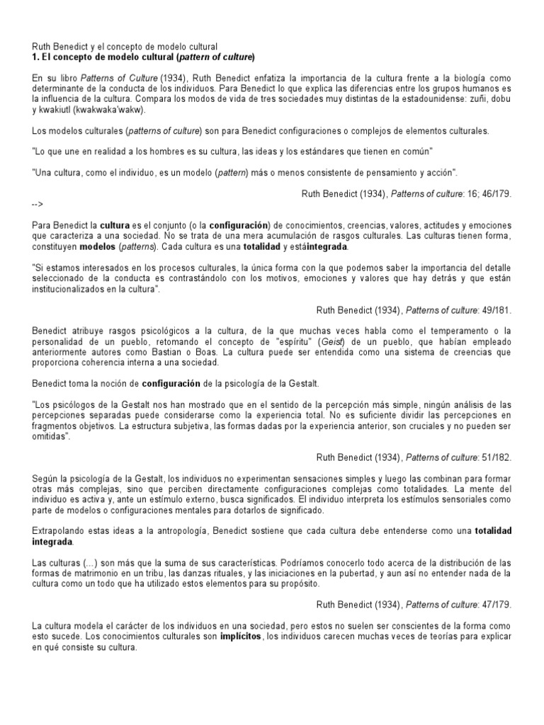 Ruth Benedict y El Concepto de Modelo Cultural