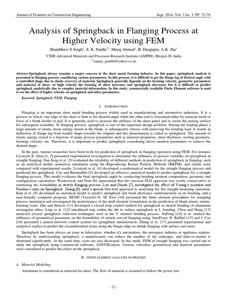 Analysis of Springback in Flanging Process | PDF | Sheet Metal | Finite ...