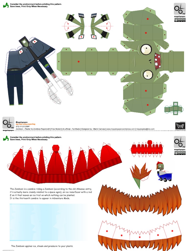 Zomboni - Plants Vs Zombies Papercraft 2 | PDF | Zombie Video Games |  Zombies