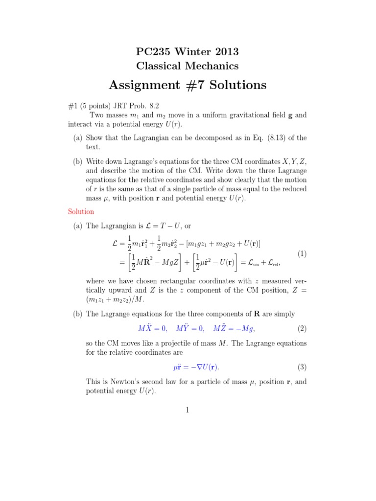 Taylor Classical Mechanics Solutions Chapter 7