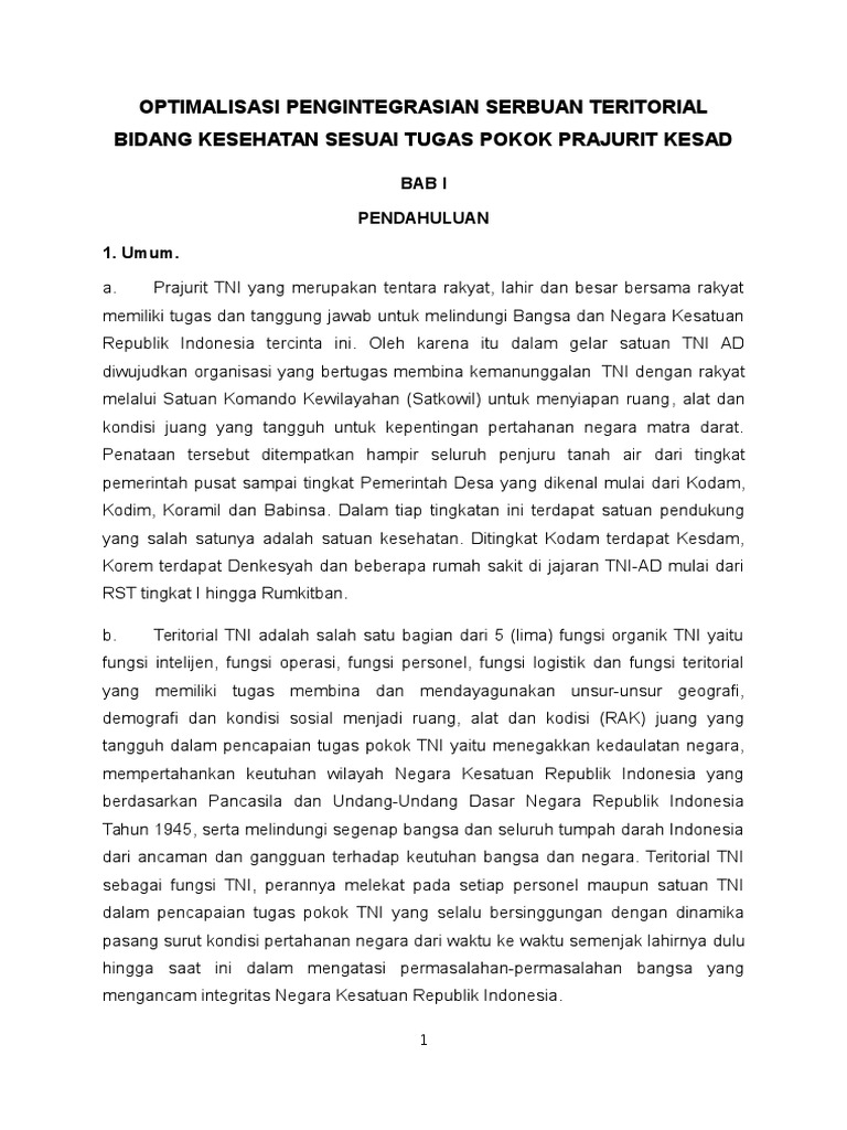 OPTIMALISASI PENGINTEGRASIAN SERBUAN TERITORIAL BIDANG