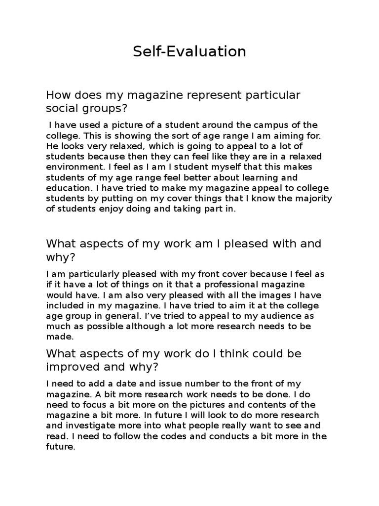 Self Evaluation | PDF