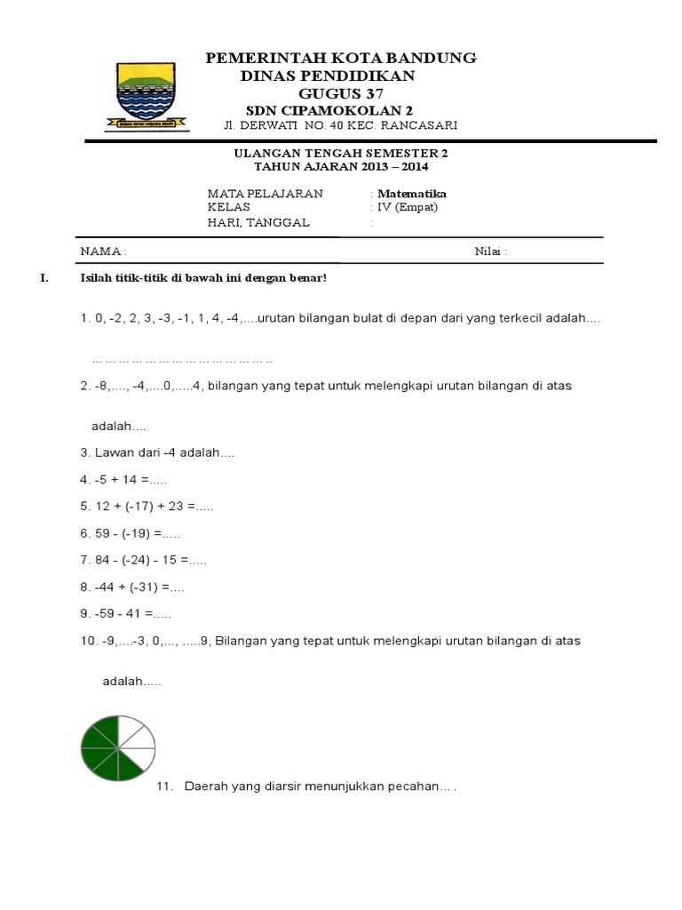 Soal Matematika Kelas 4