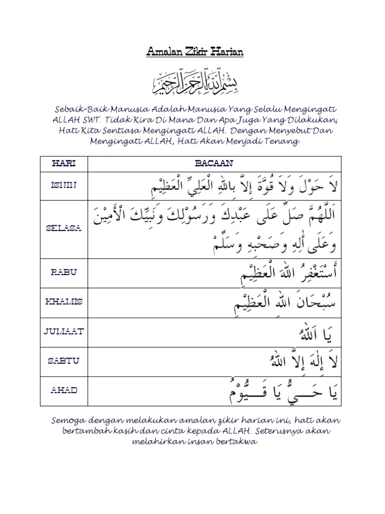 Amalan Zikir Harian Pdf