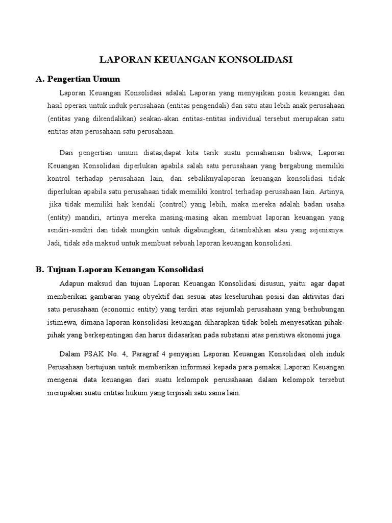 Laporan Keuangan Konsolidasi Docx