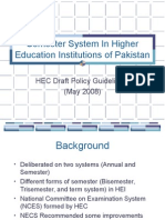 HEC Policy- Semester System Guidelines